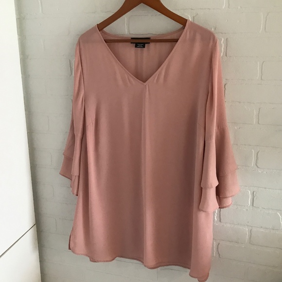 Michel Studio Tops - Michel Studio Blush/Dusty Pink statement sleeves shirt Women Plus Size 18